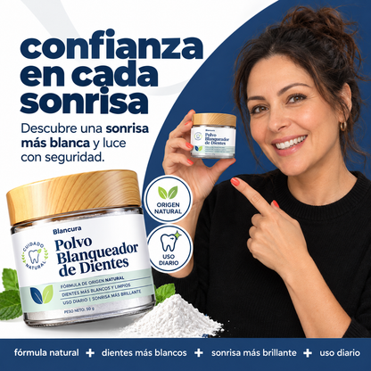 Polvo blanqueador dental de triple acción Blancura®
