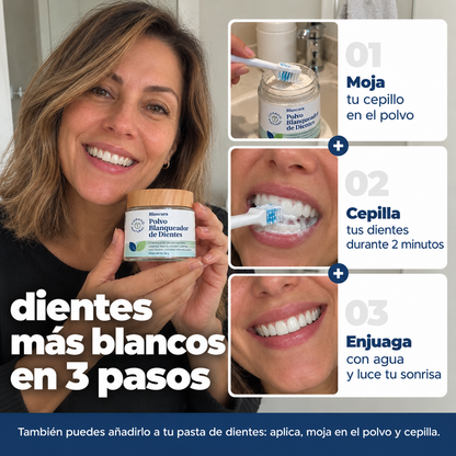 Polvo blanqueador dental de triple acción Blancura®