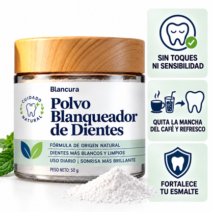 Polvo blanqueador dental de triple acción Blancura®