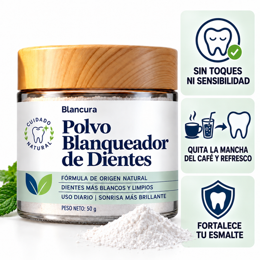 Polvo blanqueador dental de triple acción Blancura®